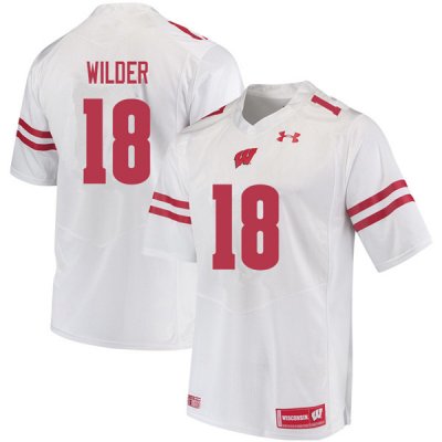 Men's Wisconsin Badgers NCAA #18 Collin Wilder White Authentic Under Armour Stitched College Football Jersey CH31I62BE